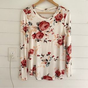 Pink and White Floral Top